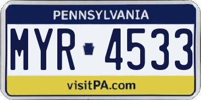 PA license plate MYR4533
