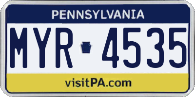 PA license plate MYR4535