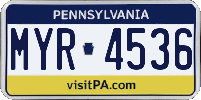 PA license plate MYR4536