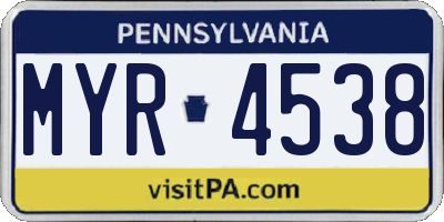 PA license plate MYR4538