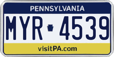 PA license plate MYR4539