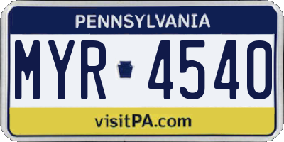 PA license plate MYR4540