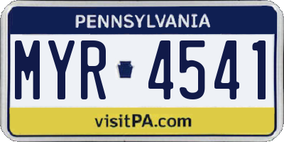 PA license plate MYR4541