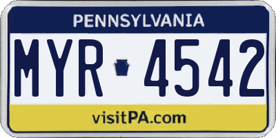 PA license plate MYR4542