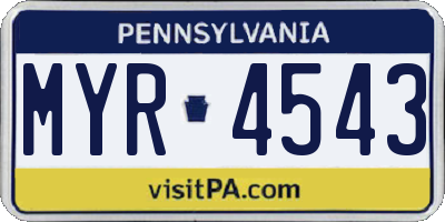 PA license plate MYR4543