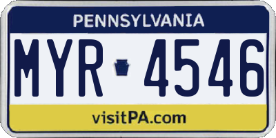 PA license plate MYR4546