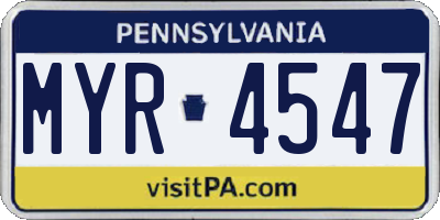 PA license plate MYR4547