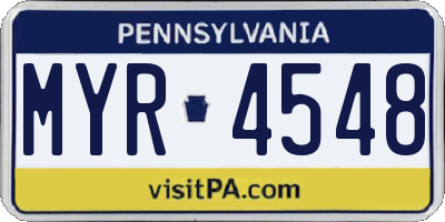 PA license plate MYR4548