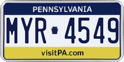 PA license plate MYR4549