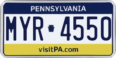 PA license plate MYR4550