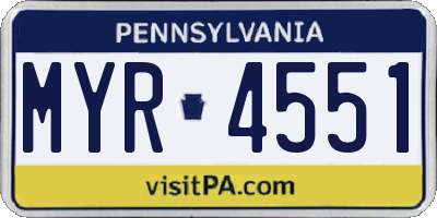 PA license plate MYR4551