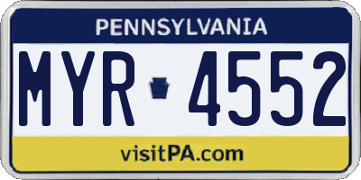 PA license plate MYR4552