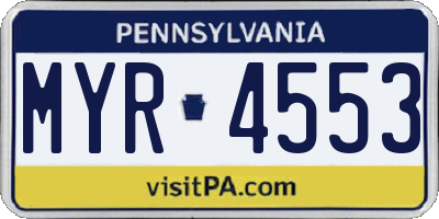 PA license plate MYR4553