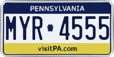 PA license plate MYR4555