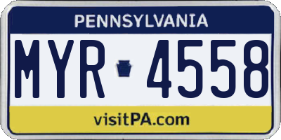 PA license plate MYR4558