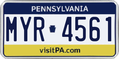 PA license plate MYR4561