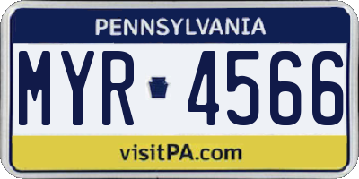 PA license plate MYR4566