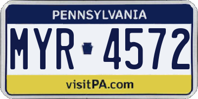 PA license plate MYR4572