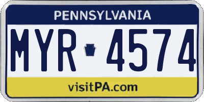 PA license plate MYR4574