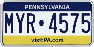 PA license plate MYR4575
