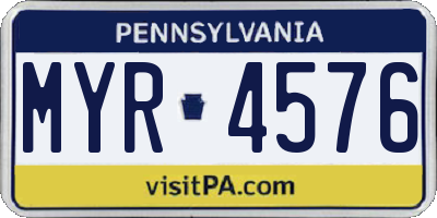 PA license plate MYR4576