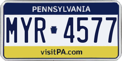 PA license plate MYR4577