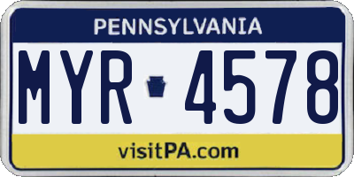 PA license plate MYR4578