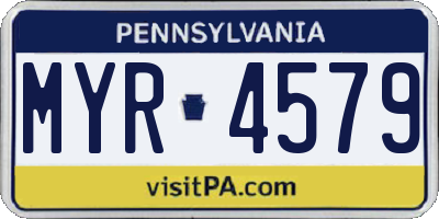 PA license plate MYR4579