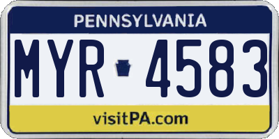 PA license plate MYR4583
