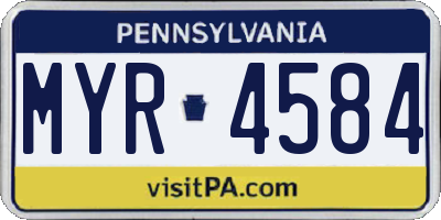 PA license plate MYR4584