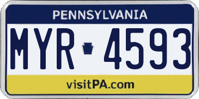 PA license plate MYR4593