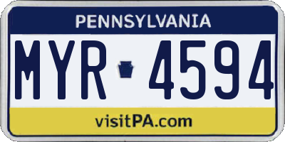 PA license plate MYR4594
