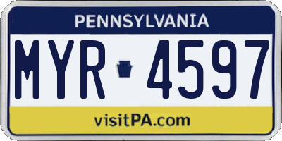 PA license plate MYR4597