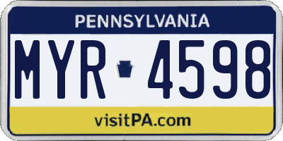 PA license plate MYR4598