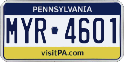 PA license plate MYR4601