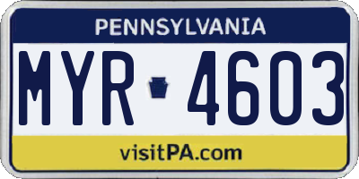 PA license plate MYR4603