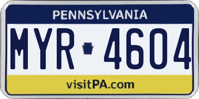 PA license plate MYR4604