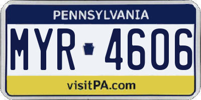 PA license plate MYR4606