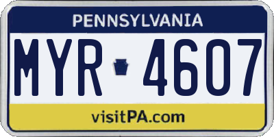 PA license plate MYR4607