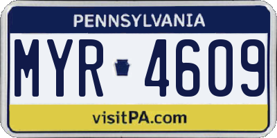 PA license plate MYR4609