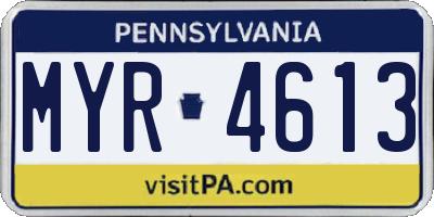 PA license plate MYR4613