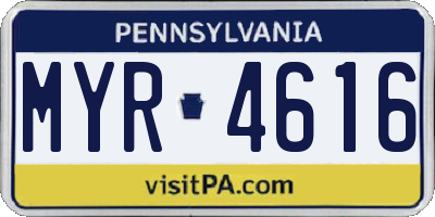 PA license plate MYR4616