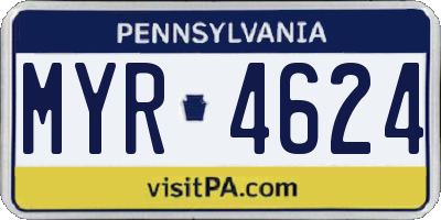 PA license plate MYR4624