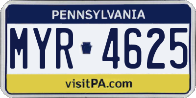 PA license plate MYR4625