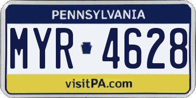 PA license plate MYR4628