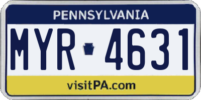 PA license plate MYR4631