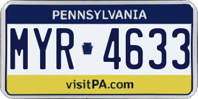 PA license plate MYR4633