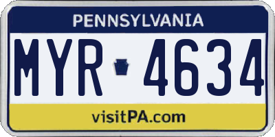 PA license plate MYR4634