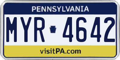PA license plate MYR4642