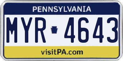 PA license plate MYR4643